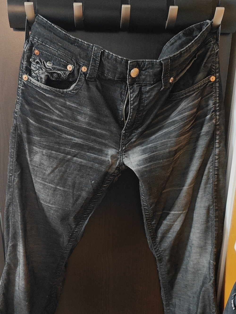 True Religion Black Washed Slim Straight Jeans